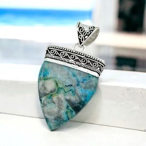 Crazy Lace Agate Flashy 925 Silver Gemstone Pendant Necklace